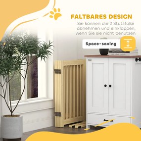 PawHut Ανεξάρτητο Πάνελ Σκύλου, 4 πάνελ, ευέλικτο, ξύλο πεύκου, 204L x 36W x 75H cm, Φυσικό ξύλο