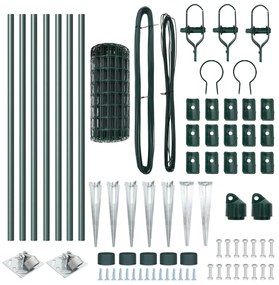 vidaXL Euro Fence με 7 Άγκιστρα 0.8x10 μ Γαλβανισμένο Ατσάλι Πράσινο