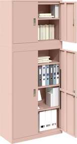 vidaXL Ντουλάπι αποθήκευσης 2 τμχ. Ροζ 90 x 40 x 210 εκ Ατσάλι