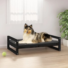821486 vidaXL Κρεβάτι Σκύλου Μαύρο 95,5 x 65,5 x 28 εκ. από Μασίφ Ξύλο Πεύκου Μαύρο, 1 Τεμάχιο