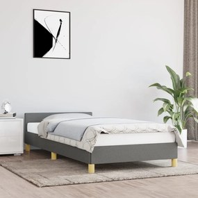 Πλαίσιο Κρεβατιού με Κεφαλάρι Σκούρο Γκρι 90x190 εκ Υφασμάτινο