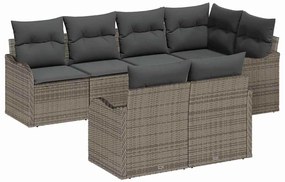 vidaXL Σετ Καναπέ Κήπου με μαξιλάρι 7 pcs Γκρι Πολυ ράταν