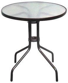 Τραπέζι Κήπου BALENO Καφέ/Διάφανο Μέταλλο/Γυαλί Φ60x70cm
