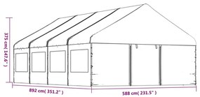 Κιόσκι με Τέντα Λευκό 8,92 x 5,88 x 3,75 μ. από Πολυαιθυλένιο - Λευκό