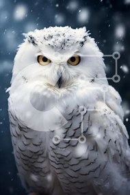 Σετ των 2 Intra Συλλεκτικό Ξύλινο Παζλ Plywood 4mm - Χιονισμένη κουκουβάγια σε χειμερινό σκηνικό Σε Ξύλινο Κουτί - Διαστάσεις: 10x10 cm – 25 κομμάτια