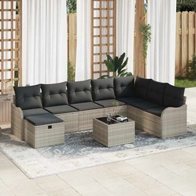 vidaXL Σετ Καναπέ Κήπου 9 pcs Ανοιχτό γκρι 287,5 x 177,5 x 85 εκ.
