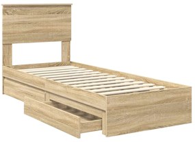 vidaXL Κρεβάτι Αποθήκης Δρύς Sonoma 75 x 190 cm Επεξεργασμένο ξύλο