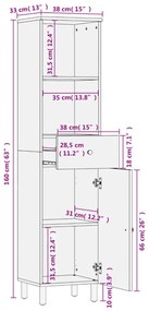 ΝΤΟΥΛΑΠΙ ΜΠΑΝΙΟΥ ΜΑΥΡΟ 38 X 33 X 160 ΕΚ. ΑΠΟ ΜΑΣΙΦ ΞΥΛΟ ΜΑΝΓΚΟ 356841