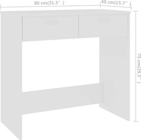 vidaXL Γραφείο Λευκό 80 x 40 x 75 εκ. από Επεξ. Ξύλο