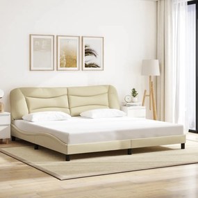 vidaXL Σκελετός Κρεβατιού Χωρίς Στρώμα Κρεμ 200x200 εκ. Υφασμάτινο