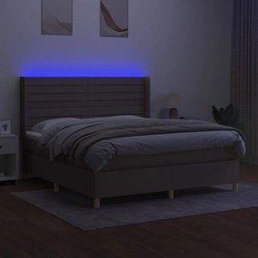 vidaXL Κρεβάτι Boxspring με Στρώμα &amp; LED Taupe 180x200 εκ. Υφασμάτινο