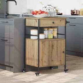 vidaXL Καρότσι Κουζίνας Ξύλο Καλλιτέχνη 56x43x89.5 εκ.