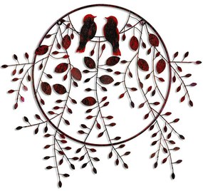 Διακοσμητικό Τοίχου Love of Birds 930DYU1233 75x86cm Black-Red Wallity Μέταλλο