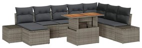 vidaXL Σέτ φαγητού για κήπο με μαξιλάρι 9 pcs Γκρι, Καφέ