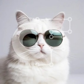 Intra Συλλεκτικό Ξύλινο Παζλ Plywood  4mm - Cool Cat in Shades - White Cat με γυαλιά ηλίου Σε Ξύλινο Κουτί - Διαστάσεις: 10x10 cm – 25 κομμάτια