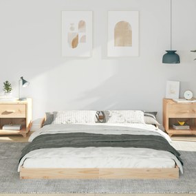 vidaXL Σκελετός Κρεβατιού Καφέ 140 x 220 cm Μασίφ ξύλο πεύκου