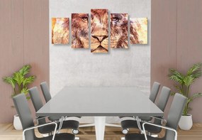 Εικόνα 5 τμημάτων πρόσωπο λιονταριών - 100x50