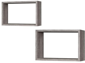 Ράφια Γκρι Δρυς 40x27x12cm/36.5x23.5x12cm 2Τμχ