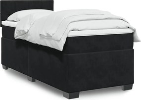 vidaXL Κρεβάτι Boxspring με Στρώμα Μαύρο Single Βελούδινο