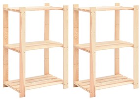 vidaXL Ραφιέρες 3 Επιπέδων 2 τεμ 150 κ. 60x38x90 εκ. Μασίφ Ξύλο Πεύκου