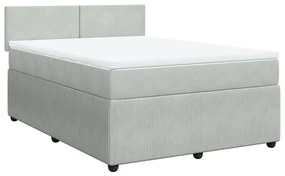 vidaXL Κρεβάτι Boxspring με Στρώμα Ανοιχτό Γκρι 140x200 εκ. Βελούδινο