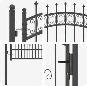 vidaXL Πύλη Φράχτη με Στρογγυλή Κορυφή KAMPEN 103 x 175 cm Κλειδώσιμο