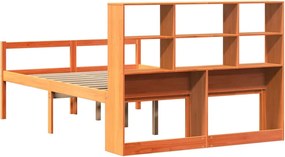vidaXL Κρεβάτι Βιβλιοθήκη Χωρίς Στρώμα Καφέ 150x200 εκ Μασίφ Πεύκο