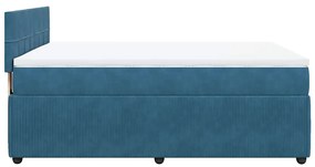vidaXL Κρεβάτι Boxspring με Στρώμα Μπλε 160x200 εκ. Βελούδινο