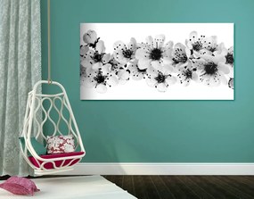 Εικόνα άνθη κερασιάς σε μαύρο & άσπρο - 100x50