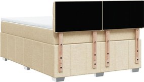 vidaXL Κρεβάτι Boxspring με Στρώμα Κρεμ 140x200 εκ. Υφασμάτινο