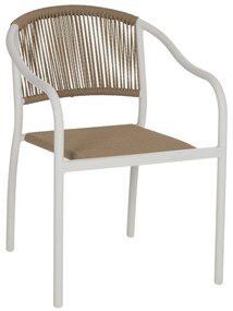 ARMCHAIR ALUMINUM WHITE WITH PE RATTAN WICKER  57x63x80Hcm.