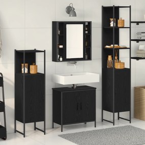 vidaXL Σετ Επίπλων Μπάνιου 4 τεμαχίων Μαύρη Δρυς Επεξεργασμένο Ξύλο