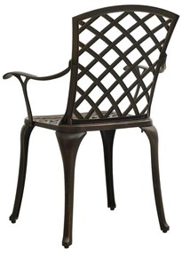 Καρέκλες Κήπου 2 τεμ. Μπρονζέ από Χυτό Αλουμίνιο - Καφέ
