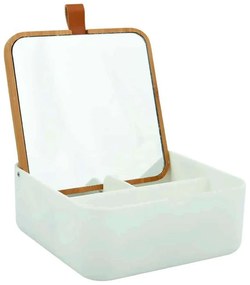 Θήκη Αποθήκευσης Με Καθρέπτη Alais 06234.001 13,8x13,8x15cm White-Natural Acrylic,Bamboo