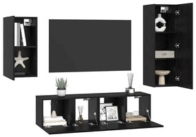 vidaXL Σετ επίπλου τηλεόρασης 4 pcs Μαύρη Οξυά Επεξεργασμένο ξύλο