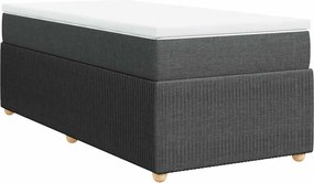 vidaXL Κρεβάτι Boxspring με Στρώμα Σκούρο Γκρι 90x190 εκ. Υφασμάτινο