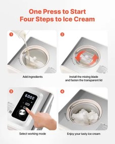 VEVOR 2 Quart Automatic Ice Cream Maker with Built-in Compressor No Pre-freezing