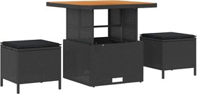 vidaXL Σετ Καναπέ Κήπου με μαξιλάρι 9 pcs Μαύρο Πολυ ράταν