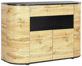 Σιφονιέρα Berwyn 523, Ανοιχτό χρώμα ξύλου, Μαύρο, Με συρτάρια και ντουλάπια, 83x120x40cm, 48 kg | Epipla1.gr