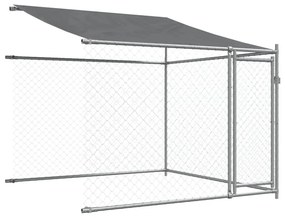VidaXL Κλουβί Σκύλου με Οροφή και Πόρτες Γκρι 8x2x2 μ. Γαλβ. Χάλυβας