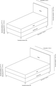 Single Bed Base &amp; Headboard Safir 90 x 190 - Brown Brown