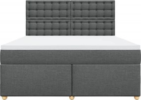 vidaXL Κρεβάτι Boxspring με Στρώμα Σκούρο Γκρι 180x200 εκ Υφασμάτιν