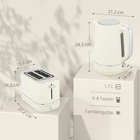 Σετ βραστήρα και τοστιέρα 1,7 L με 6 επίπεδα ροδίσματος, μπεζ