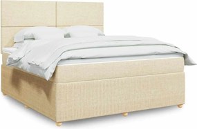 vidaXL Κρεβάτι Boxspring με Στρώμα Κρεμ 180x200 εκ. Υφασμάτινο