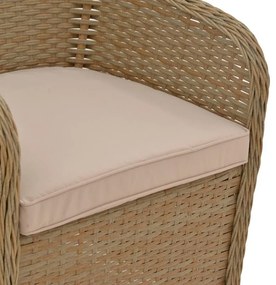 Πολυθρόνα κήπου Hadrian rattan καφέ- textilene μπεζ 57x70x85εκ 57x70x85 εκ.