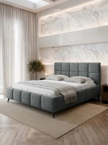 Επενδυμένο Κρεβάτι Amber Velluto-Ανθρακί-180 x 200