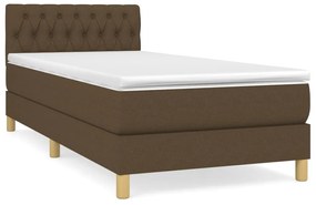 vidaXL Κρεβάτι Boxspring με Στρώμα Σκούρο Καφέ 90x200 εκ. Υφασμάτινο