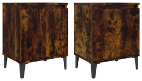 vidaXL Κομοδίνα Καπνιστή Δρυς 40 x 30 x 50 εκ. με Μεταλλικά Πόδια