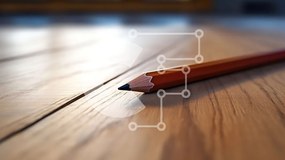 Intra Συλλεκτικό Ξύλινο Παζλ Plywood  4mm - Κόκκινο μολύβι σε ξύλινο πάτωμα με παράθυρα στο φόντο Σε Ξύλινο Κουτί - Διαστάσεις: 10x10 cm – 25 κομμάτια