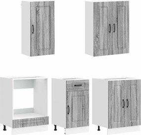 vidaXL Μονάδα κουζίνας KALMAR 5 pcs Γκρι Sonoma Επεξεργασμένο Ξύλο